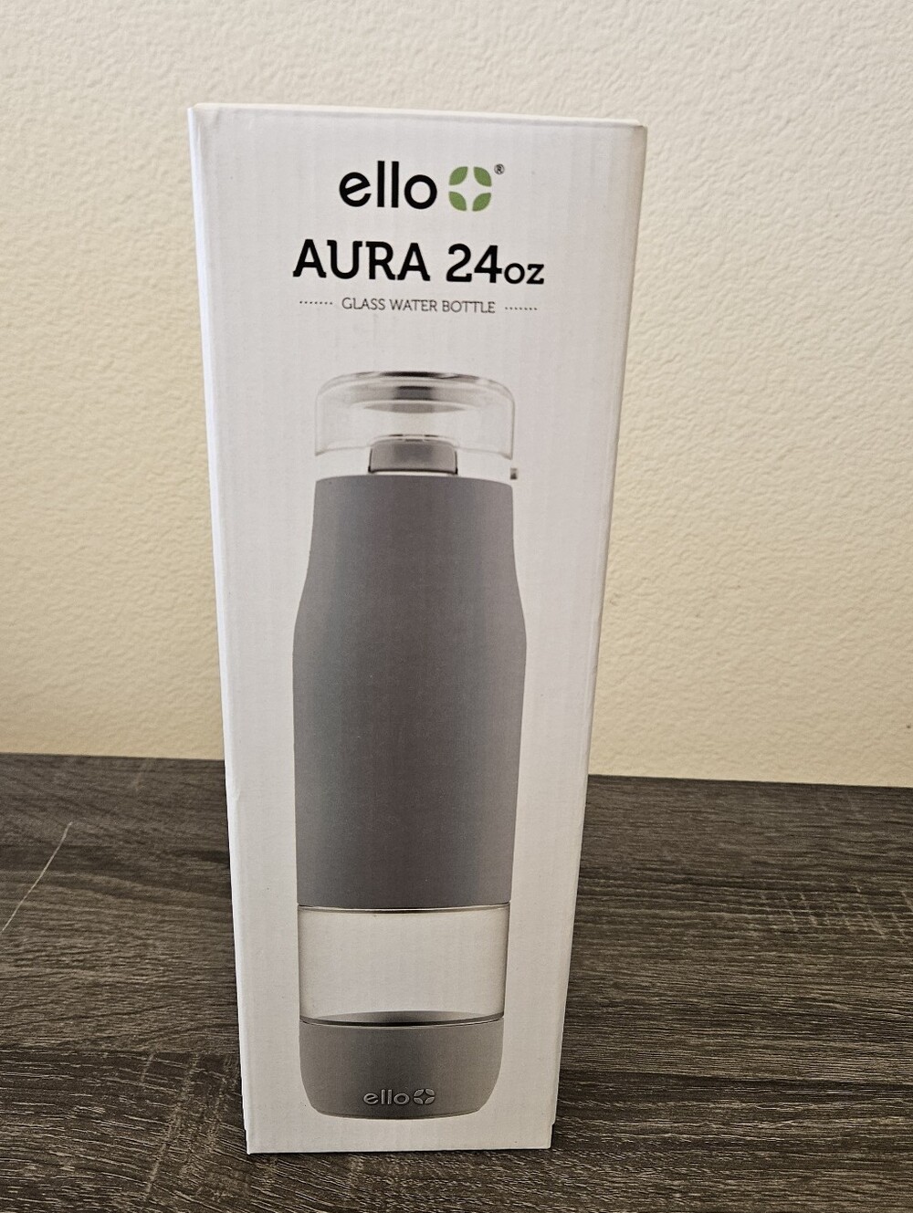 ello AURA 24oz Glass Water Bottle - Gray